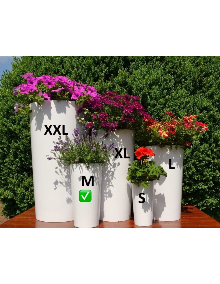 Plantenbak rond M hoog Ø20 × 37 cm hoogglans, 8,3 L – Wit | Töpferkönig