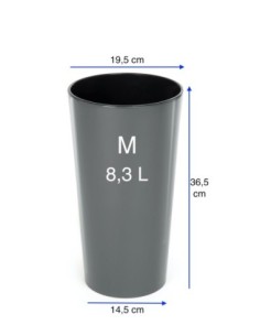 Pot haut rond M Ø20 × 37 cm brillant, 8,3 L – Anthracite | Töpferkönig 2