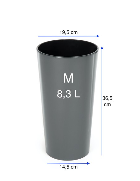 Pot haut rond M Ø20 × 37 cm brillant, 8,3 L – Anthracite | Töpferkönig