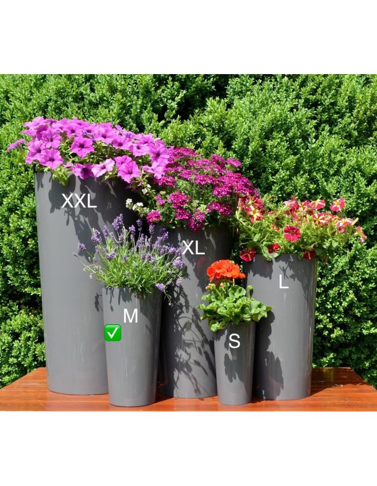 Blumenkübel rund M hoch Ø20 × 37 cm Hochglanz, 8,3 L – Anthrazit | Töpferkönig