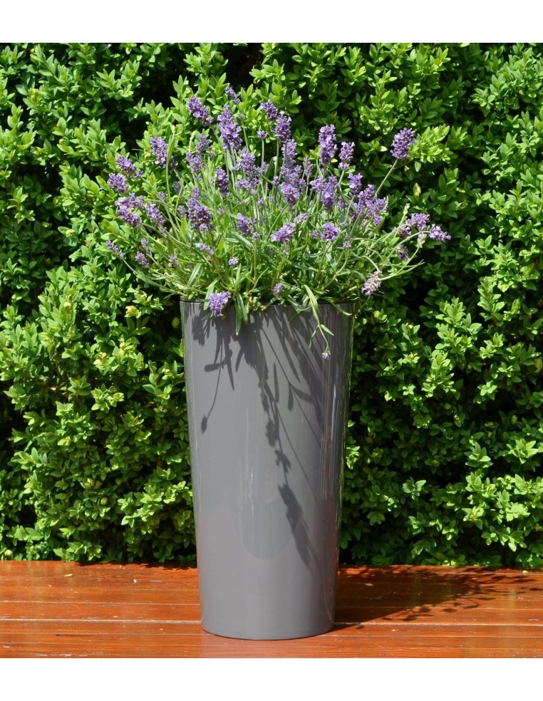 Pot haut rond M Ø20 × 37 cm brillant, 8,3 L – Anthracite | Töpferkönig