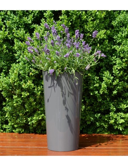 Fioriera rotonda M alta Ø20 × 37 cm lucida, 8,3 L – Antracite | Töpferkönig
