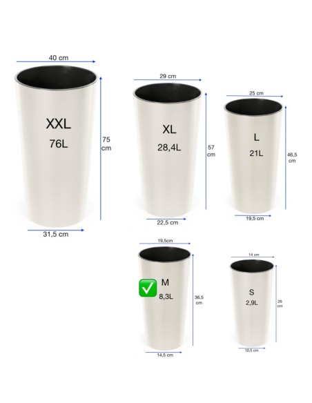 Pot haut rond M Ø20 × 37 cm brillant, 8,3 L – Crème | Töpferkönig