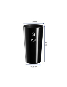 Fioriera rotonda S alta Ø14 × 26 cm lucida, 2,9 L – Nero | Töpferkönig 2