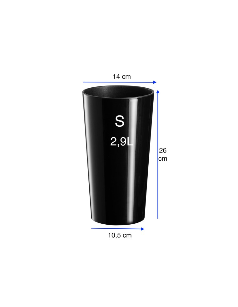 Plantenbak rond S hoog Ø14 × 26 cm hoogglans, 2,9 L – Zwart | Töpferkönig