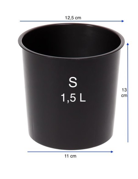 Plantenbak rond S hoog Ø14 × 26 cm hoogglans, 2,9 L – Zwart | Töpferkönig