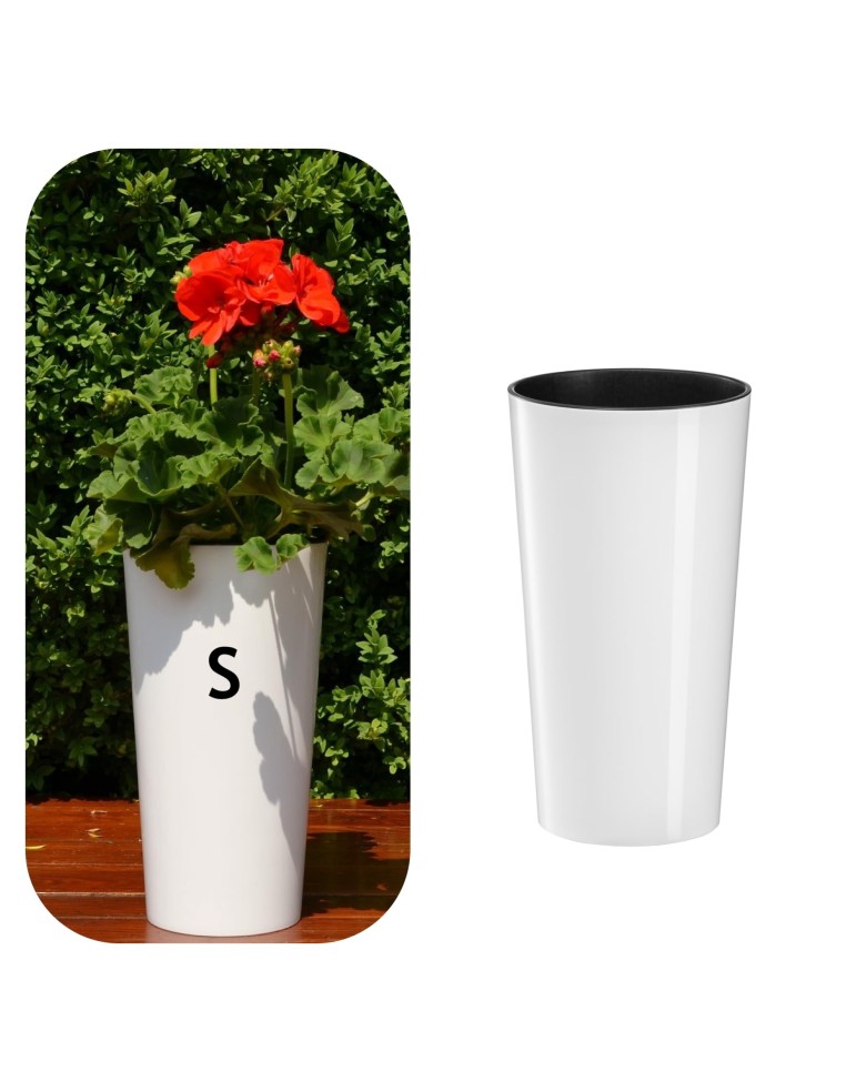 Plantenbak rond S hoog Ø14 × 26 cm hoogglans, 2,9 L – Wit | Töpferkönig