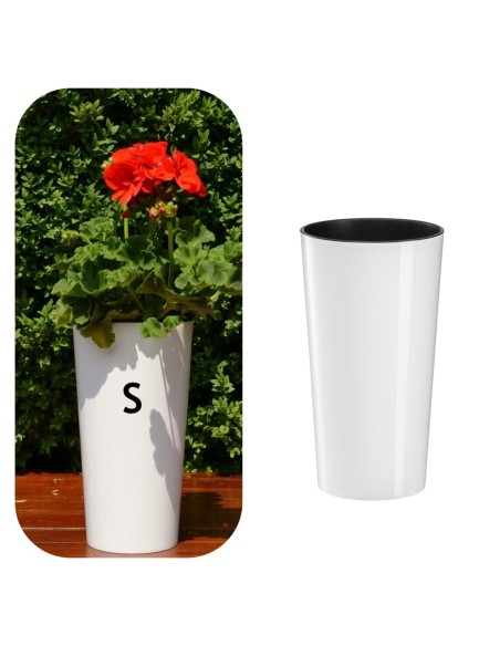 Plantenbak rond S hoog Ø14 × 26 cm hoogglans, 2,9 L – Wit | Töpferkönig