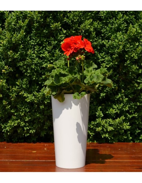 Blumenkübel rund S hoch Ø14 × 26 cm Hochglanz, 2,9 L – Weiß | Töpferkönig