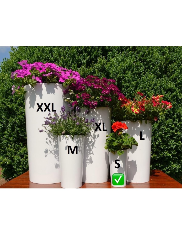 Macetero redondo S alto Ø14 × 26 cm brillante, 2,9 L – Blanco | Töpferkönig