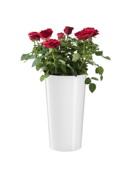 Blumenkübel rund S hoch Ø14 × 26 cm Hochglanz, 2,9 L – Weiß | Töpferkönig
