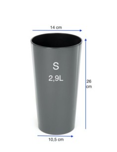 Pot haut rond S Ø14 × 26 cm brillant, 2,9 L – Anthracite | Töpferkönig 2