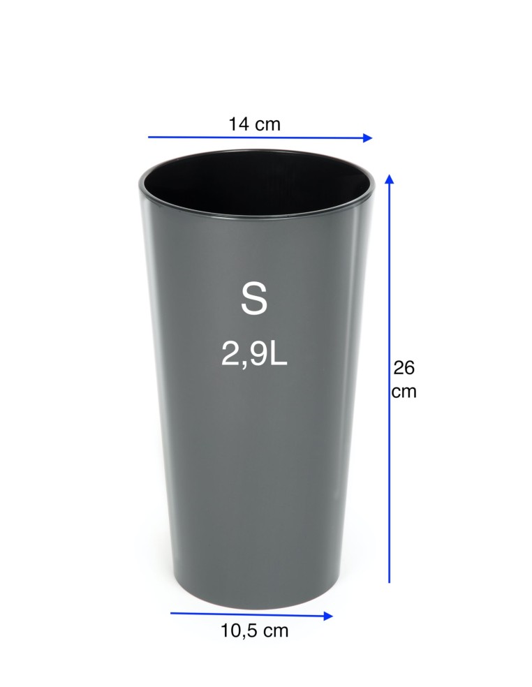 Pot haut rond S Ø14 × 26 cm brillant, 2,9 L – Anthracite | Töpferkönig