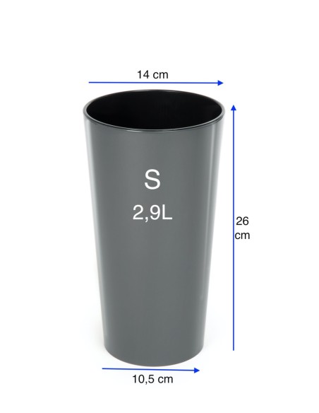 Blumenkübel rund S hoch Ø14 × 26 cm Hochglanz, 2,9 L – Anthrazit | Töpferkönig