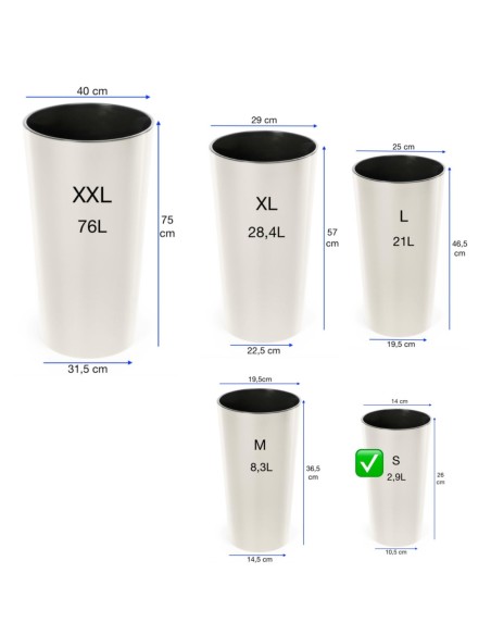 Plantenbak rond S hoog Ø14 × 26 cm hoogglans, 2,9 L – Crème | Töpferkönig