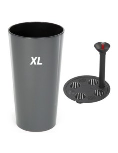 Plantenbak rond XL hoog Ø29 × 57 cm hoogglans met bewateringssysteem, 28,4 L – Antraciet | Töpferkönig