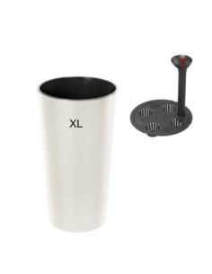 Blumenkübel rund XL hoch Ø29 × 57 cm Hochglanz mit Bewässerungssystem, 28,4 L – Creme | Töpferkönig