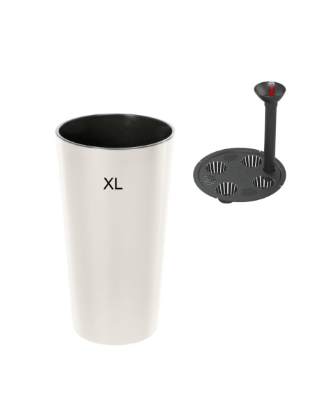 Plantenbak rond XL hoog Ø29 × 57 cm hoogglans met bewateringssysteem, 28,4 L – Crème | Töpferkönig