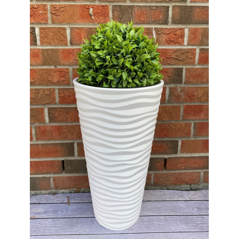 Blumenkübel mit Effekt 3D Slim in Weiß mit Einsatz, Größe: XL