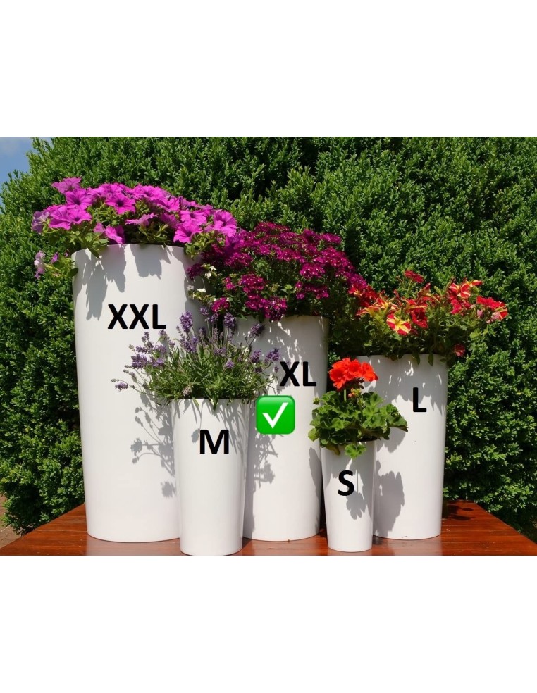 Pot haut rond XL Ø29 × 57 cm brillant, 28,4 L – Blanc | Töpferkönig