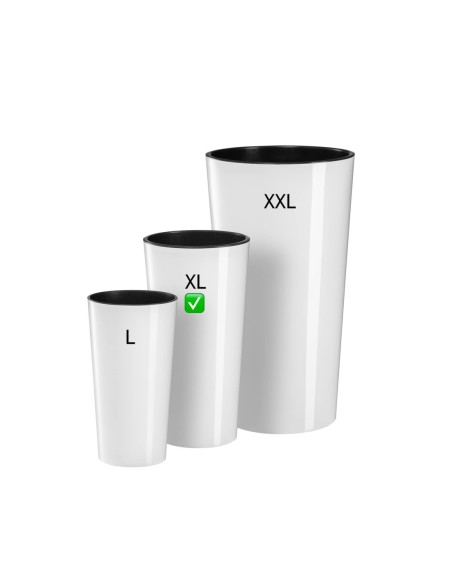 Pot haut rond XL Ø29 × 57 cm brillant avec système d'arrosage, 28,4 L – Blanc | Töpferkönig