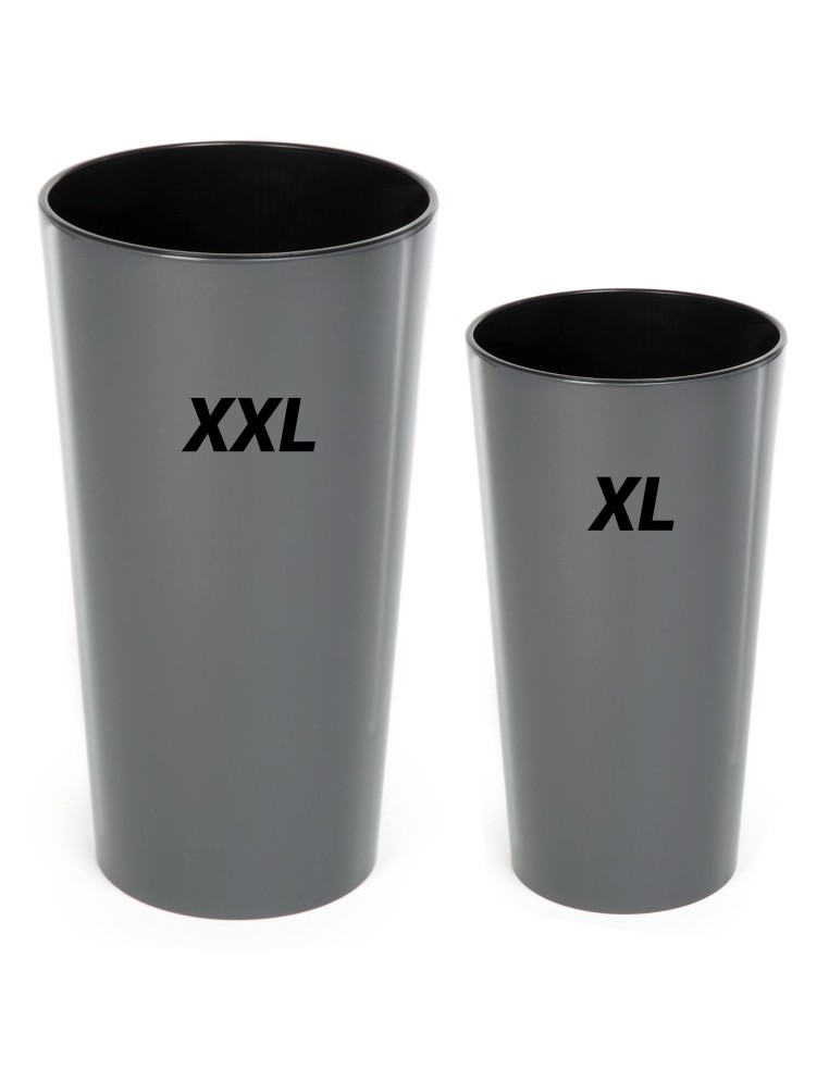 Lot de 2 pots hauts ronds Ø29 × 57 + Ø40 × 75 cm brillants – Anthracite | Töpferkönig