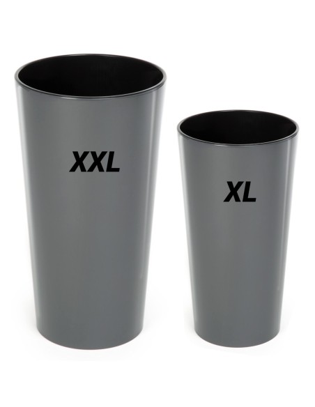 Lot de 2 pots hauts ronds Ø29 × 57 + Ø40 × 75 cm brillants – Anthracite | Töpferkönig