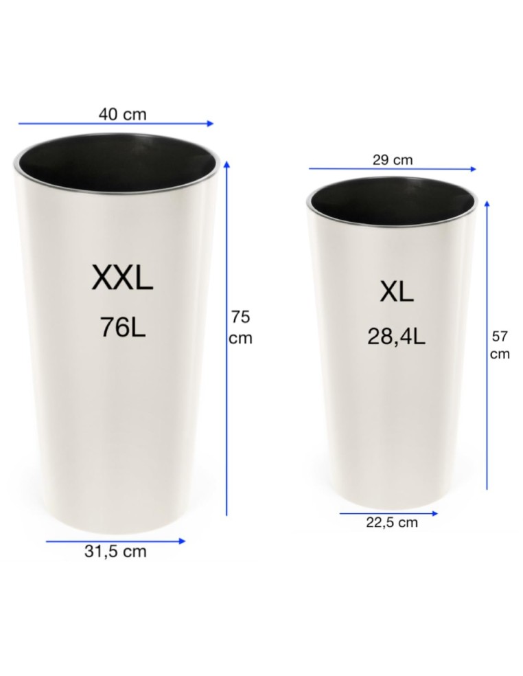 Lot de 2 pots hauts ronds Ø29 × 57 + Ø40 × 75 cm brillants – Crème | Töpferkönig