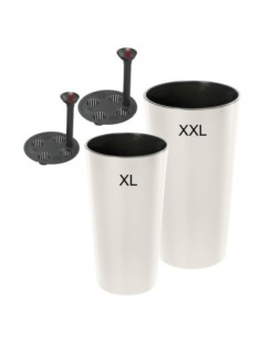 Lot de 2 pots hauts ronds Ø29 × 57 + Ø40 × 75 cm brillants avec système d'arrosage – Crème | Töpferkönig