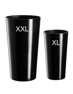 Blumenkübel-Set rund 2-teilig hoch Ø29 × 57 + Ø40 × 75 cm Hochglanz – Schwarz | Töpferkönig