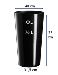 Blumenkübel-Set rund 2-teilig hoch Ø29 × 57 + Ø40 × 75 cm Hochglanz – Schwarz | Töpferkönig 2