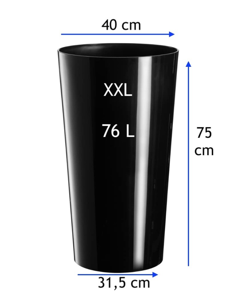 Lot de 2 pots hauts ronds Ø29 × 57 + Ø40 × 75 cm brillants – Noir | Töpferkönig