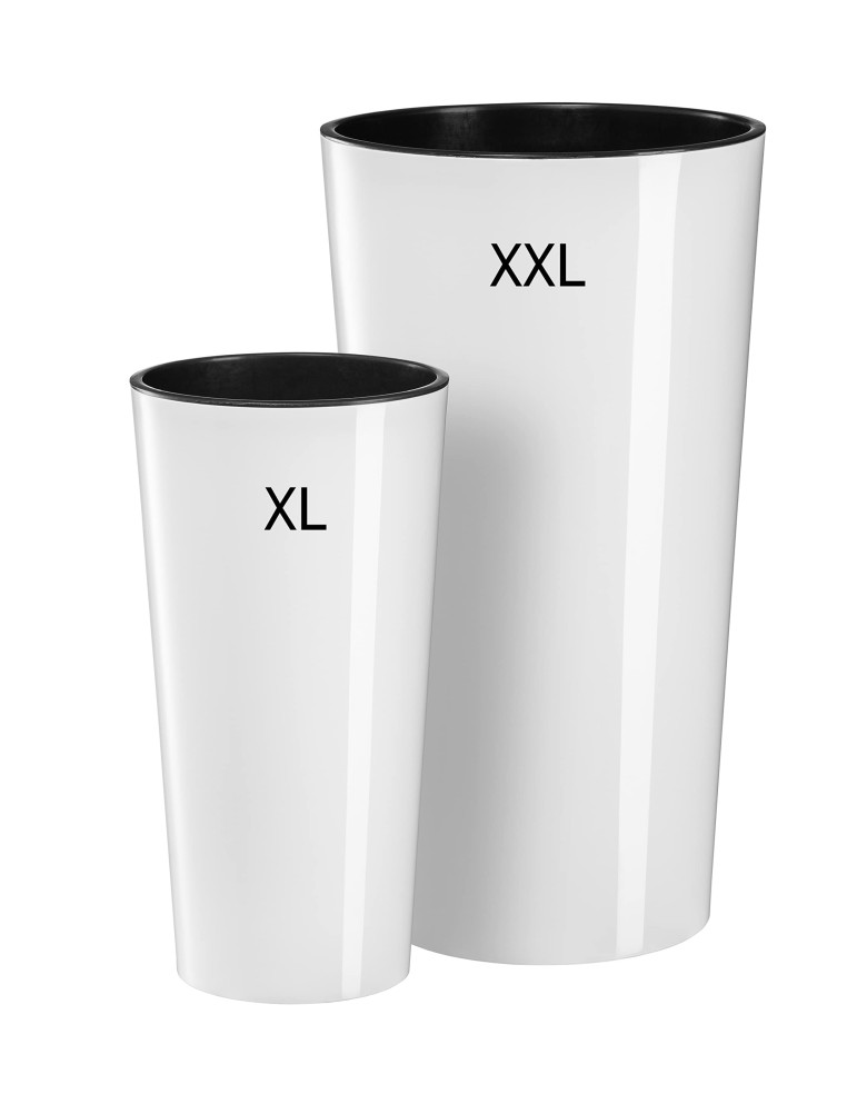 Juego de 2 maceteros redondos altos Ø29 × 57 + Ø40 × 75 cm brillantes – Blanco | Töpferkönig