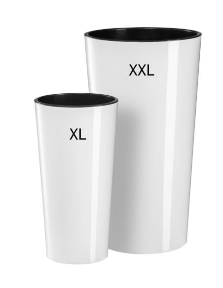 Blumenkübel-Set rund 2-teilig hoch Ø29 × 57 + Ø40 × 75 cm Hochglanz – Weiß | Töpferkönig