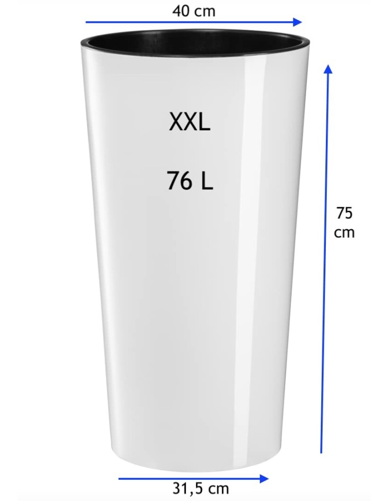 Juego de 2 maceteros redondos altos Ø29 × 57 + Ø40 × 75 cm brillantes – Blanco | Töpferkönig