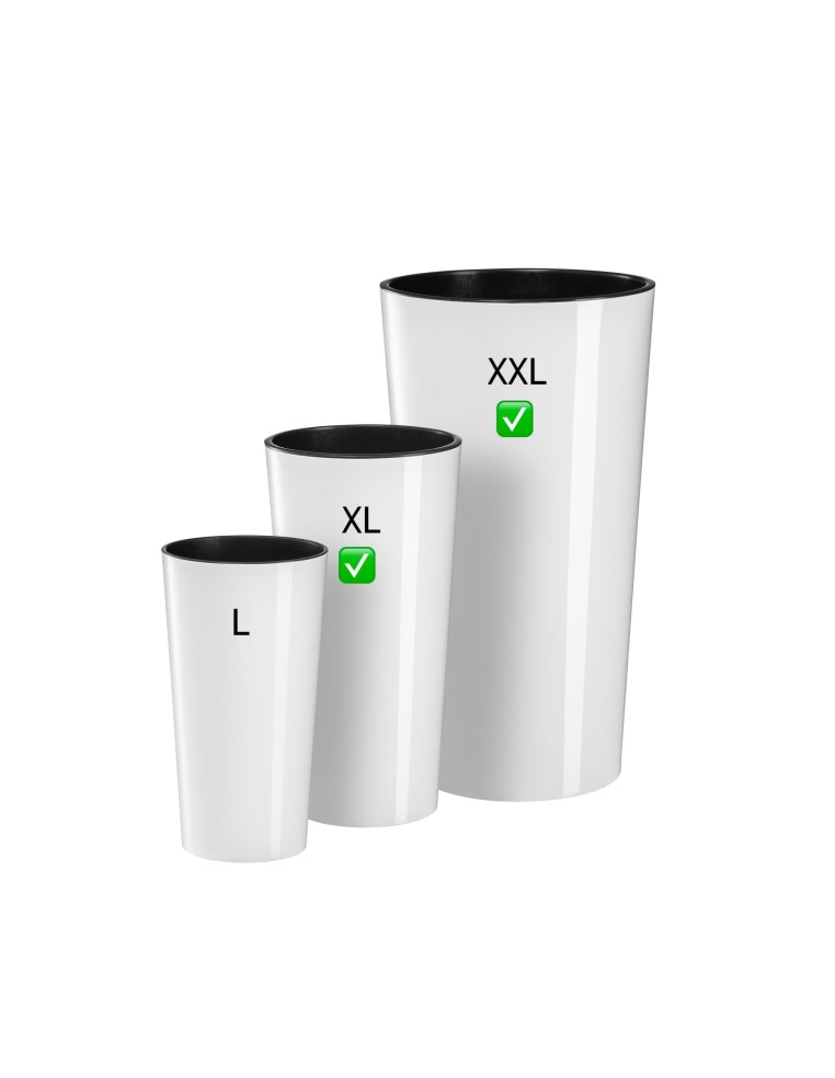 Set van 2 hoge ronde plantenbakken Ø29 × 57 + Ø40 × 75 cm hoogglans – Wit | Töpferkönig