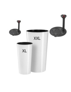 Set van 2 hoge ronde plantenbakken Ø29 × 57 + Ø40 × 75 cm hoogglans met bewateringssysteem – Wit | Töpferkönig