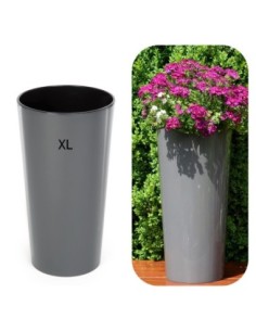 Blumenkübel rund XL hoch Ø29 × 57 cm Hochglanz, 28,4 L – Anthrazit | Töpferkönig