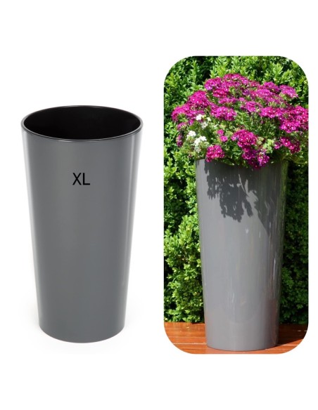 Pot haut rond XL Ø29 × 57 cm brillant, 28,4 L – Anthracite | Töpferkönig