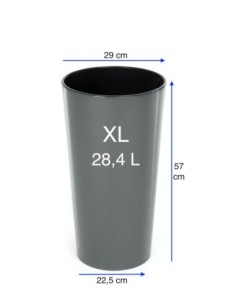 Pot haut rond XL Ø29 × 57 cm brillant, 28,4 L – Anthracite | Töpferkönig 2