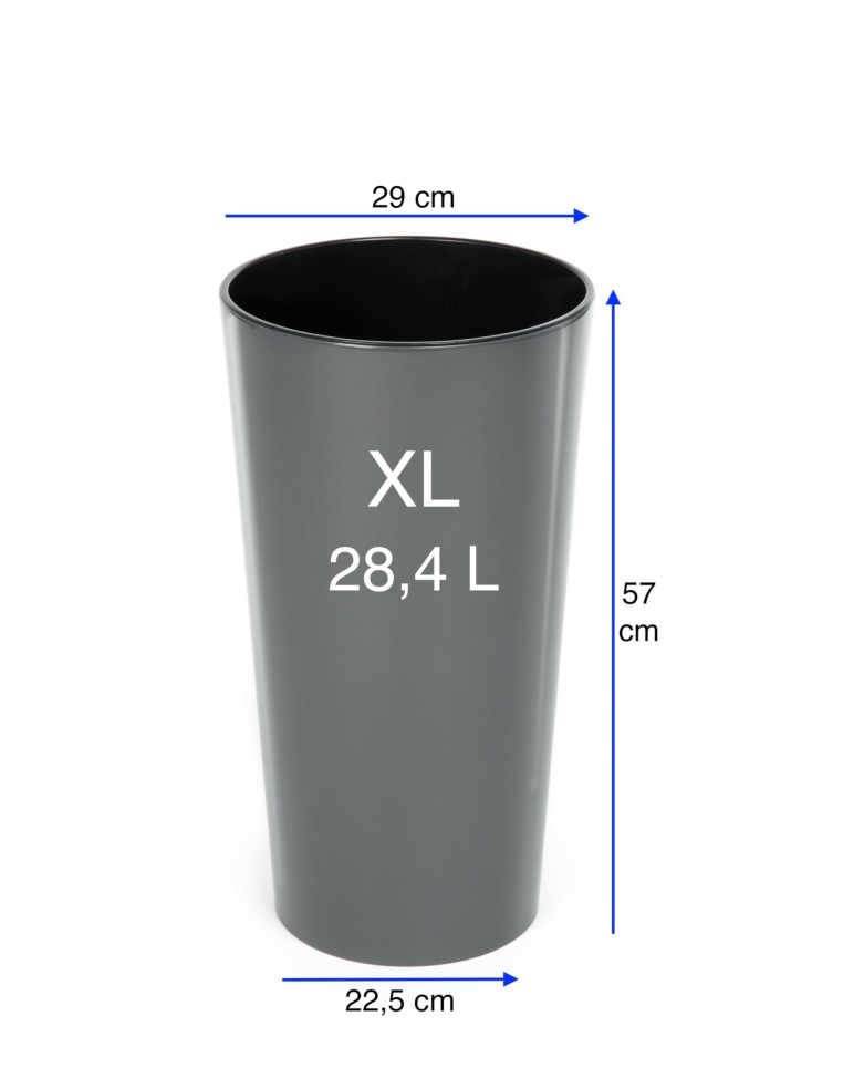 Blumenkübel rund XL hoch Ø29 × 57 cm Hochglanz, 28,4 L – Anthrazit | Töpferkönig