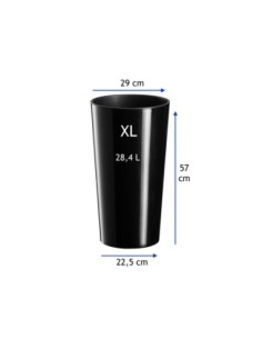 Plantenbak rond XL hoog Ø29 × 57 cm hoogglans, 28,4 L – Zwart | Töpferkönig 2