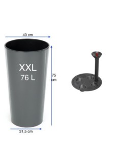 Fioriera rotonda XXL alta Ø40 × 75 cm lucida con sistema di irrigazione, 76 L – Antracite | Töpferkönig 2