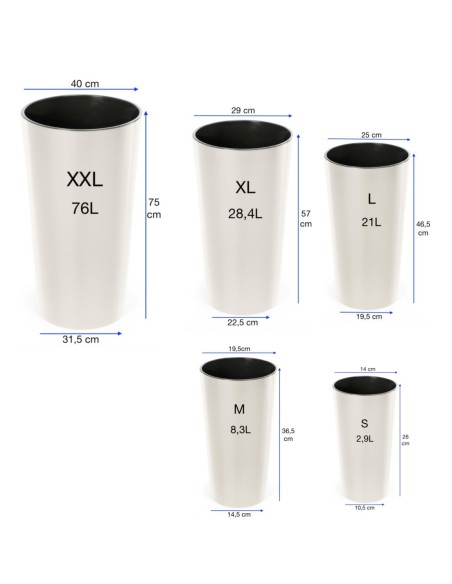 Plantenbak rond XXL hoog Ø40 × 75 cm hoogglans met bewateringssysteem, 76 L – Crème | Töpferkönig