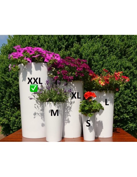 Blumenkübel rund XXL hoch Ø40 × 75 cm Hochglanz, 76 L – Weiß | Töpferkönig