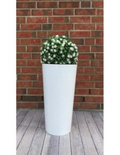 Plantenbak rond XXL hoog Ø40 × 75 cm hoogglans met bewateringssysteem, 76 L – Wit | Töpferkönig 2
