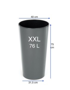 Fioriera rotonda XXL alta Ø40 × 75 cm lucida, 76 L – Antracite | Töpferkönig 2