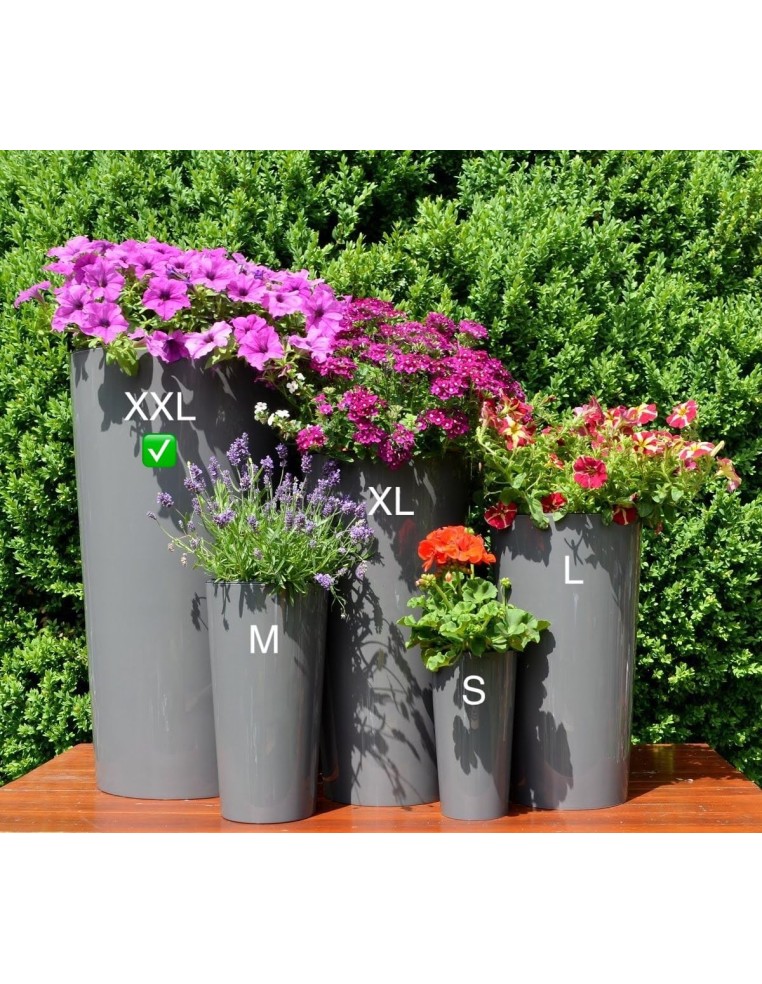 Macetero redondo XXL alto Ø40 × 75 cm brillante, 76 L – Antracita | Töpferkönig