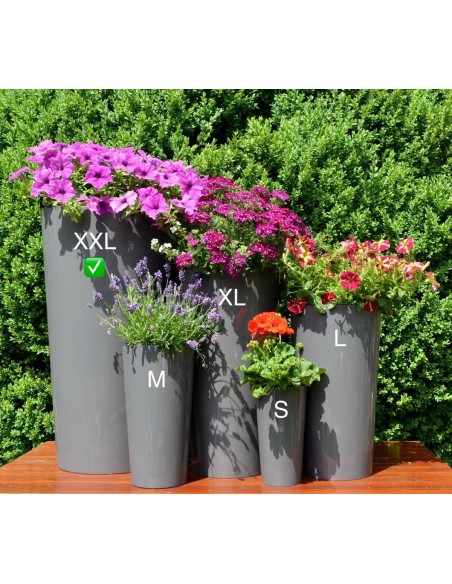 Plantenbak rond XXL hoog Ø40 × 75 cm hoogglans, 76 L – Antraciet | Töpferkönig