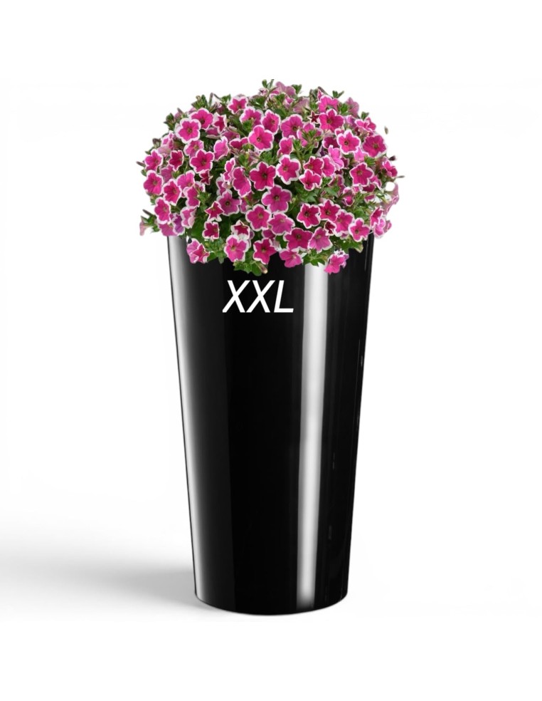 Fioriera rotonda XXL alta Ø40 × 75 cm lucida, 76 L – Nero | Töpferkönig